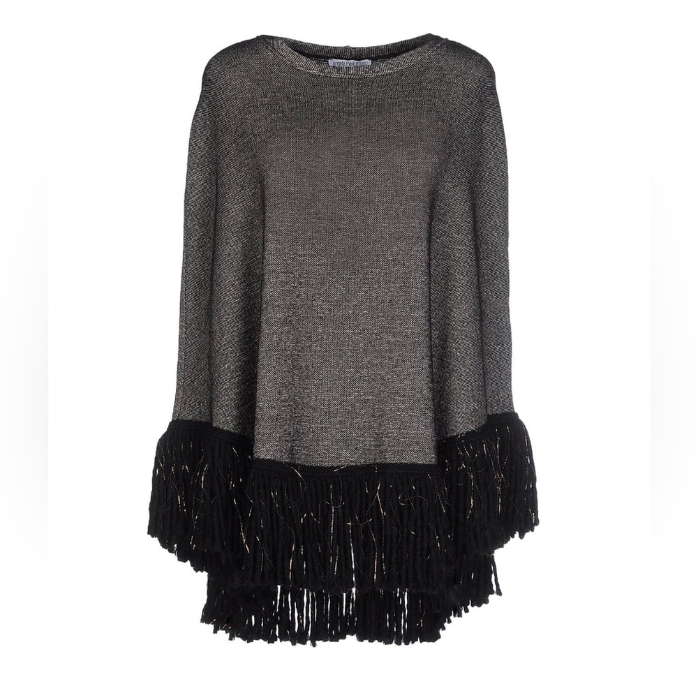 Angela Mele Milano Cape Size M Steel Gray Made 100%